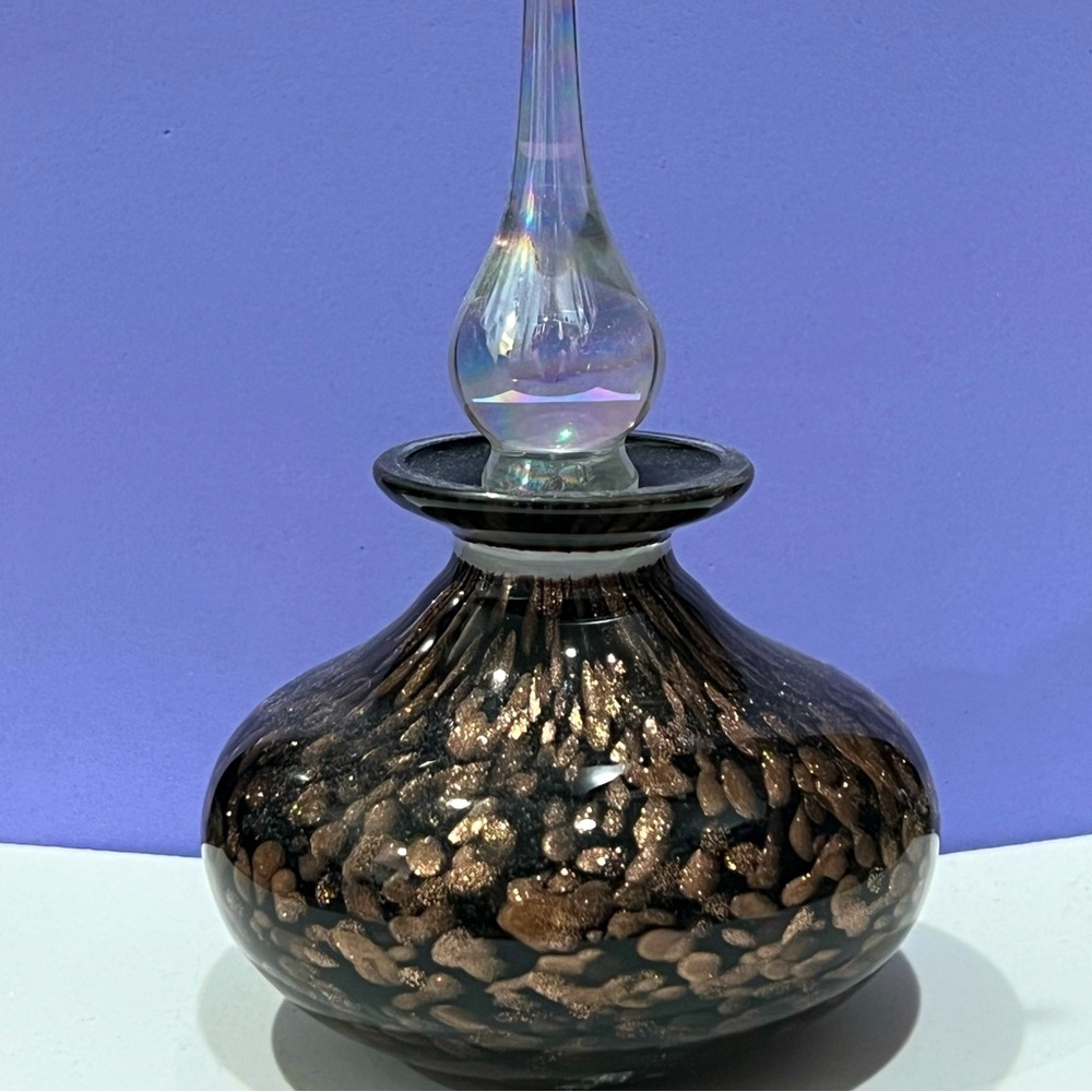 Lovely black and gold glass perfume bottle